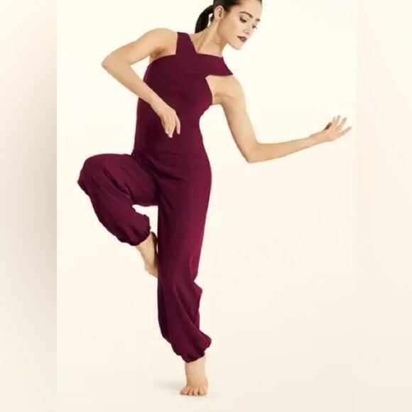 WEISSMAN Balera Dance Costume red jumpsuit unitard Goodbye My Lover AH11393 SA - Picture 1 of 12